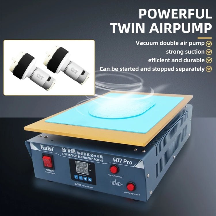 Kaisi 407 Pro 17 inch Dual Vacuum Pump LCD Screen Separator Machine, AU Plug, UK Plug, EU Plug - ORIWHIZ