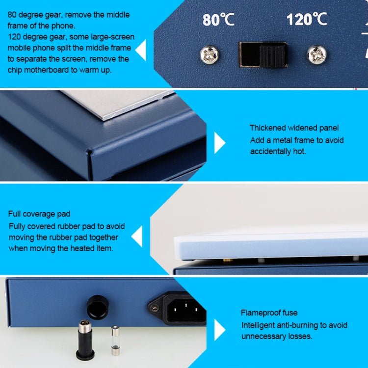 Kaisi K - 816 Constant Temperature Heating Plate LCD Screen Open Separator Desoldering Station With Silicone Pad, US Plug, Kaisi K - 816 US Plug, Kaisi K - 816 EU Plug - ORIWHIZ