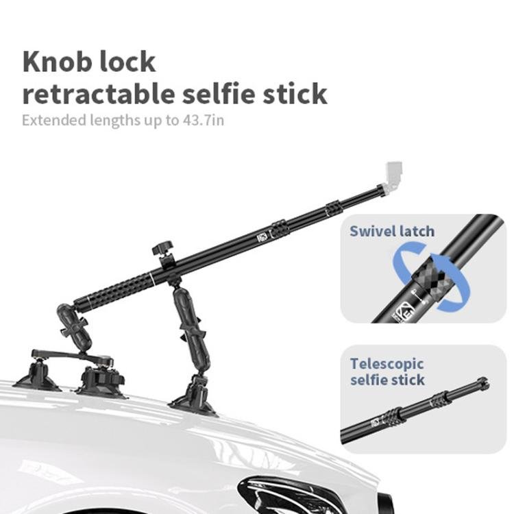 Kewig QG - 11 Sports Camera Extended Suction Cup Selfie Stick Car Roof Fixed Shooting Bracket - ORIWHIZDJI & Insta360 AccessoriesKewigSuction Cup Mount