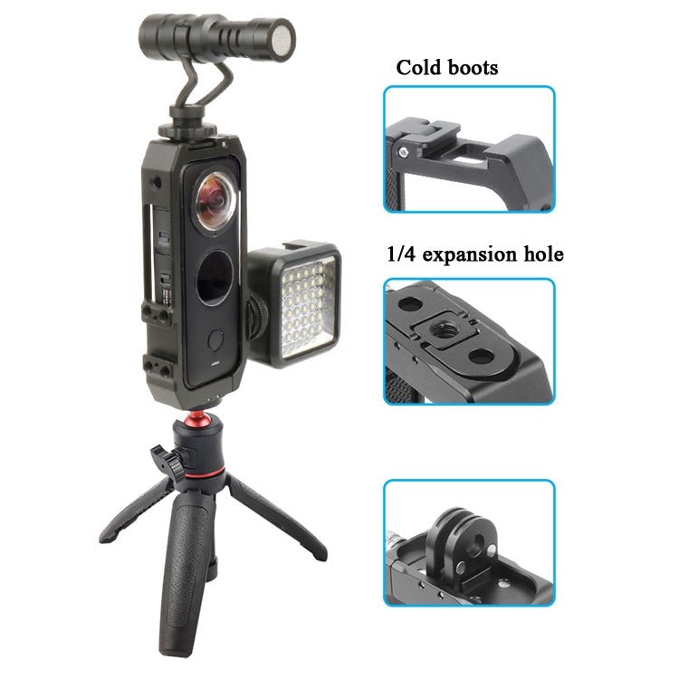 KF42730 For Insta360 One X2 Metal Camera Vertical Cage Protection Frame with Cold Shoe, For Insta360 One X - 2 - ORIWHIZDJI & Insta360 AccessoriesInsta360 X SeriesProtection & Cases