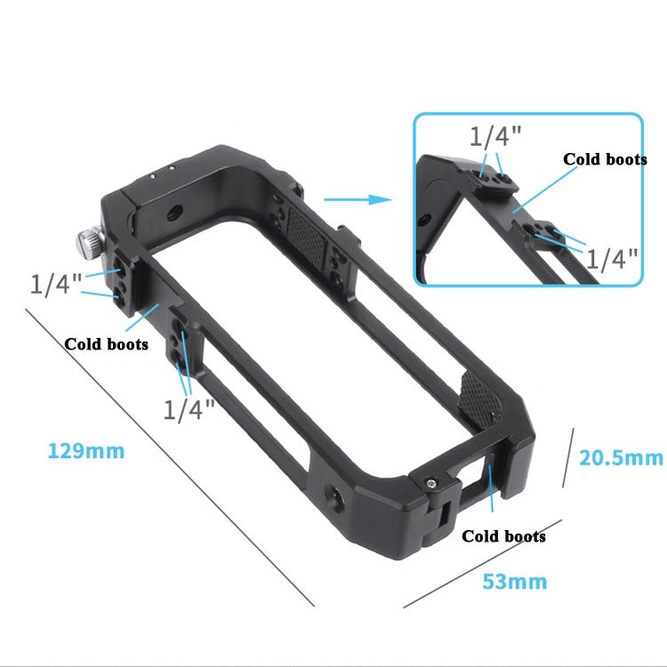 KF42730 For Insta360 One X2 Metal Camera Vertical Cage Protection Frame with Cold Shoe, For Insta360 One X - 2 - ORIWHIZDJI & Insta360 AccessoriesInsta360 X SeriesProtection & Cases