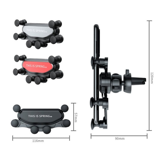 KM - 20 Car Universal Air Outlet Gravity Mobile Phone Holder, Black, Silver, Red - ORIWHIZ