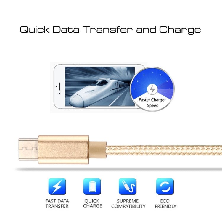 Knit Texture USB to USB - C / Type - C Data Sync Charging Cable, Cable Length: 50cm - ORIWHIZ