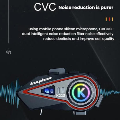 Kuqibao K23S Helmet Bluetooth Earphones 1000m Motorcycle Bluetooth - compatible 2 Person Intercom With Light Waterproof Headset, Hard Wheat, Soft Wheat - ORIWHIZConsumer ElectronicsKuqibaoMotorcycle Walkie Talkie