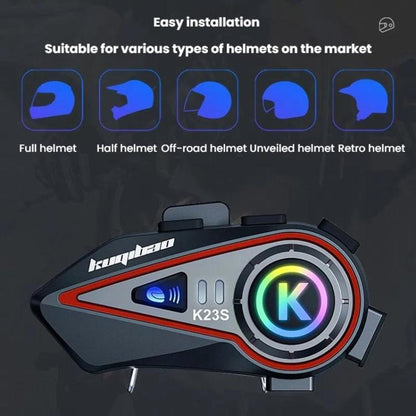 Kuqibao K23S Helmet Bluetooth Earphones 1000m Motorcycle Bluetooth - compatible 2 Person Intercom With Light Waterproof Headset, Hard Wheat, Soft Wheat - ORIWHIZConsumer ElectronicsKuqibaoMotorcycle Walkie Talkie