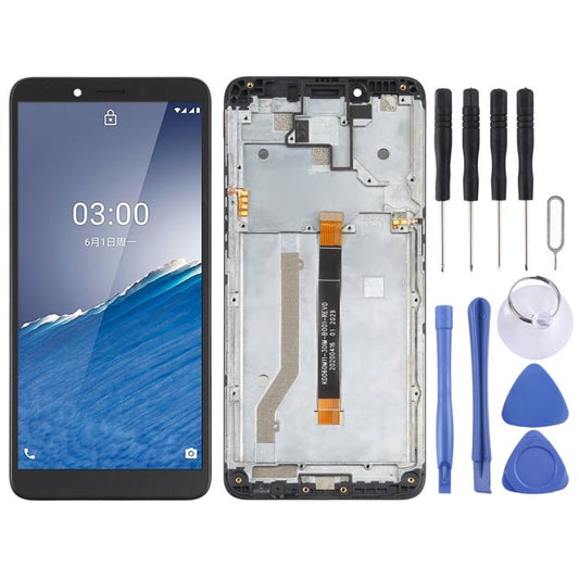 LCD Screen and Digitizer Full Assembly with Frame for Nokia C3, For Nokia C3 - ORIWHIZ