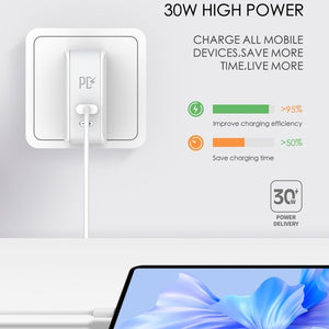 LDNIO A4403C 30W PD + Auto - id Foldable Fast Travel Charger with 1m USB - C / Type - C Cable, AU Plug, with Type - C Cable, 30W with Type - C Cable - ORIWHIZ