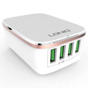 LDNIO A4404 4.4A 4 x USB Ports Smart Travel Charger, EU Plug, SAS5794EU, SAS5794UK, SAS5794US - ORIWHIZ