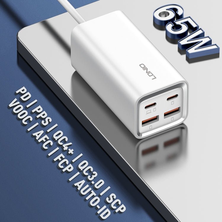 LDNIO A4610C PD65W Dual USB - C / Type - C + Dual USB Fast Charger, Cable Length: 1.5m, EU Plug·, A4610C (UK Plug), US Plug - ORIWHIZ