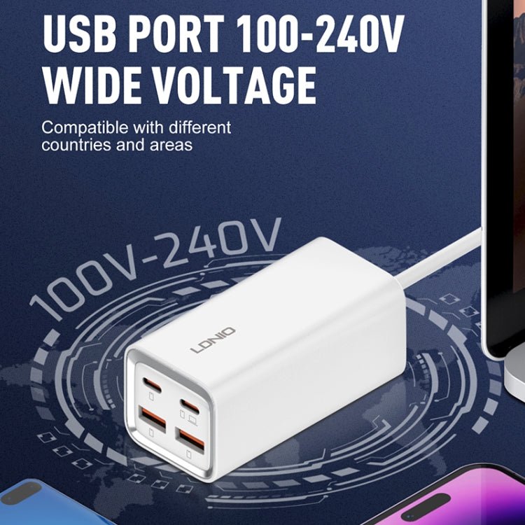LDNIO A4610C PD65W Dual USB - C / Type - C + Dual USB Fast Charger, Cable Length: 1.5m, EU Plug·, A4610C (UK Plug), US Plug - ORIWHIZ