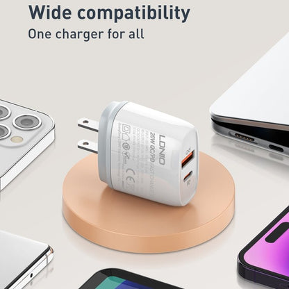 LDNIO Q229 QC3.0 / PD20W USB + Type - C Fast Charger with 1m Type - C to Type - C Cable, EU Plug, UK Plug, US Plug - ORIWHIZ