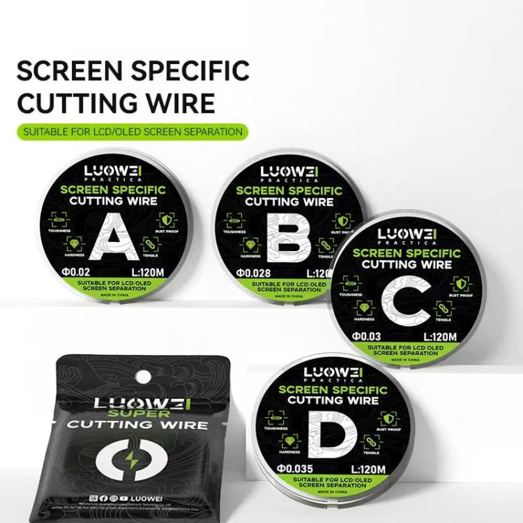 LUOWEI 120M Cell Phone LCD Screen Separation Line High Hardness Cutting Diamond Wire, A 0.02mm, B 0.028mm, C 0.03mm, D 0.035mm - ORIWHIZ