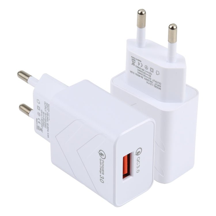 LZ - 715 18W QC3.0 USB Single Port Fast Travel Charger, EU Plug, EU Plug - ORIWHIZ