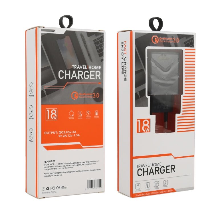 LZ - 715 18W QC3.0 USB Single Port Fast Travel Charger, EU Plug, EU Plug - ORIWHIZ
