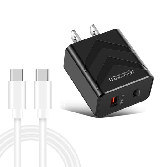 LZ - 715 20W PD + QC 3.0 Dual Ports Fast Charging Travel Charger with USB - C / Type - C to USB - C / Type - C Data Cable, US Plug, Type - C to Type - C Data Cable, US Plug - ORIWHIZ
