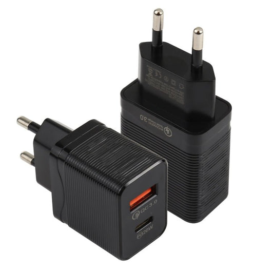 LZ - 728 QC 3.0 USB + PD 20W USB - C / Type - C Fast Travel Charger, EU Plug, EU Plug - ORIWHIZ