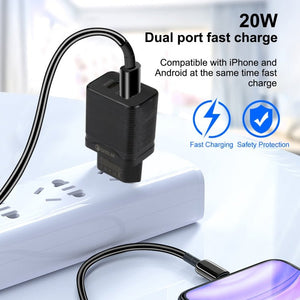 LZ - 728 QC 3.0 USB + PD 20W USB - C / Type - C Fast Travel Charger, EU Plug, EU Plug - ORIWHIZ