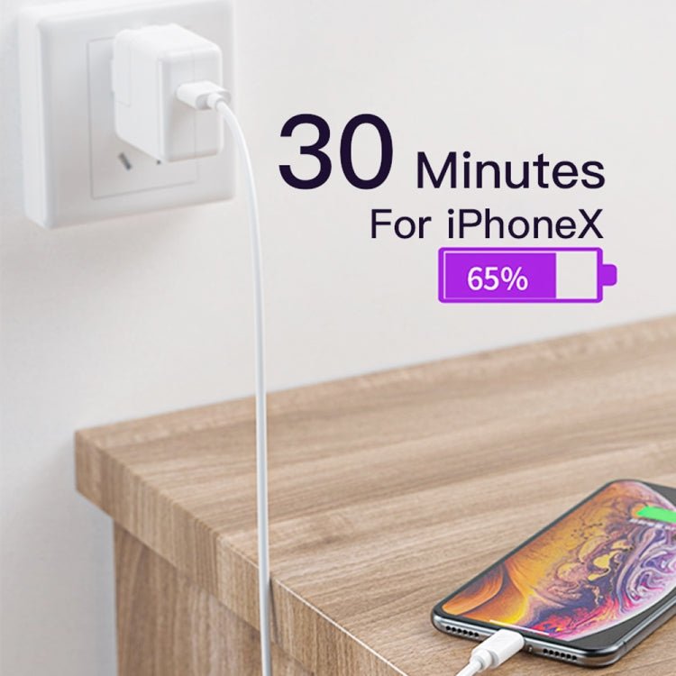 LZ - 819A+C 18W QC3.0 USB + PD USB - C / Type - C Interface Travel Charger with Indicator Light + USB to 8 Pin Fast Charging Data Cable Set, EU Plug, EU Plug - ORIWHIZ