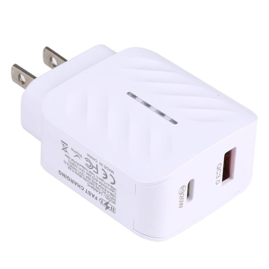 LZ - 822A+C PD 20W USB - C / Type - C + QC 3.0 USB Fast Travel Charger,, US Plug, EU Plug - ORIWHIZ