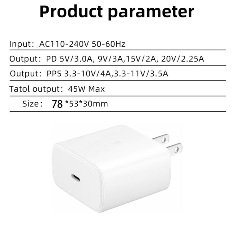 M135 45W USB - C / Type - C Port Fast Charger, US Plug, US Plug - ORIWHIZ