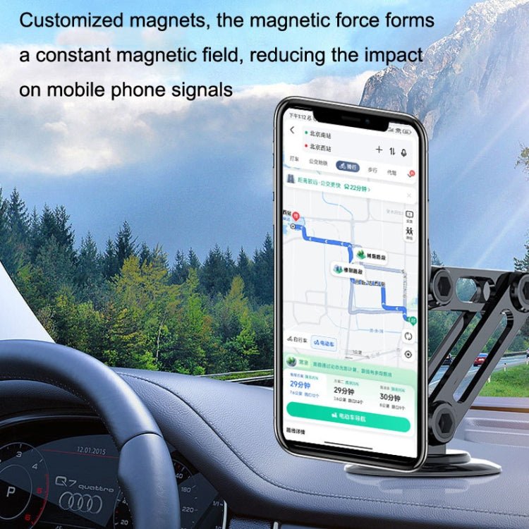 Magsafe Magnetic Mobile Phone Bracket Metal Car Navigation Folding Bracket, CZY - F82Y(Black) - ORIWHIZ