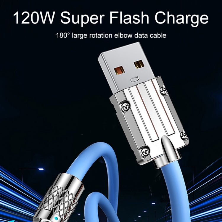 Mech Series 6A 120W USB to Type - C 180 - degree Metal Plug Fast Charging Cable, Length: 1.2m, 1.2m Type - C, 1.2m 180 - degree Type - C - ORIWHIZ