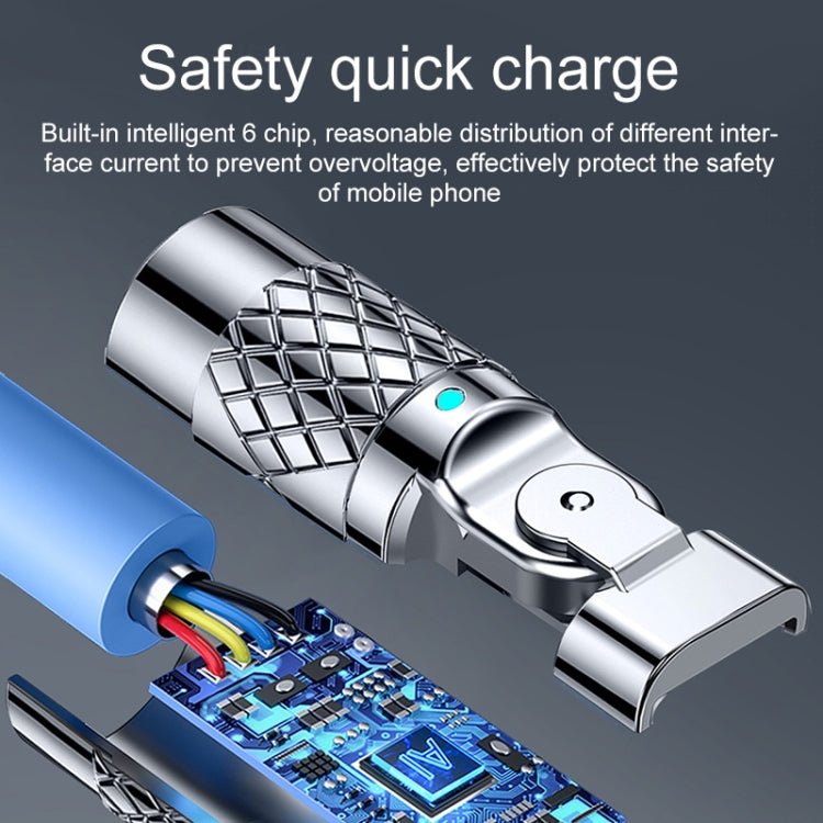 Mech Series 6A 120W USB to Type - C 180 - degree Metal Plug Fast Charging Cable, Length: 1.8m, 1.8m Type - C, 1.8m 180 - degree Type - C - ORIWHIZ