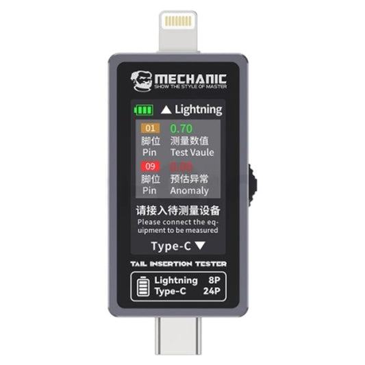 Mechanic T - 824 Type - C to Lightning High Precision Digital Display Tail Insertion Tester - ORIWHIZ