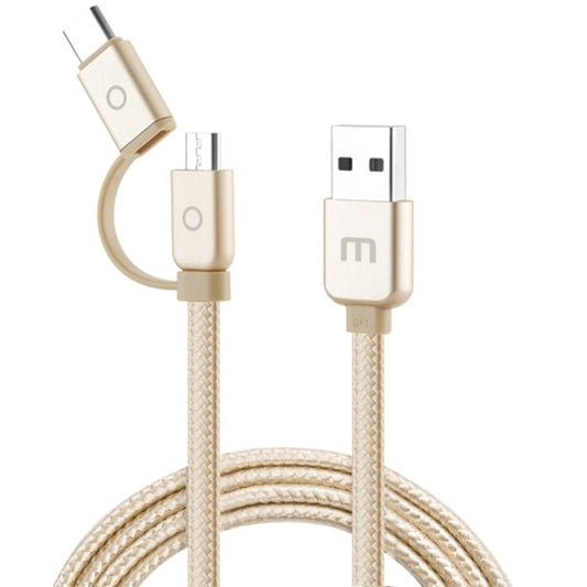 Meizu 1m 2 in 1 Noodle Weave Style Metal Head 5V 2.0A USB - C / Type - C + Micro USB to USB 2.0 Data Sync Charging Cable - ORIWHIZ