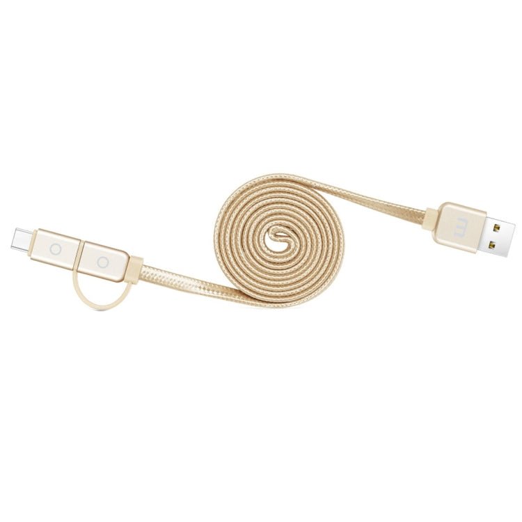 Meizu 1m 2 in 1 Noodle Weave Style Metal Head 5V 2.0A USB - C / Type - C + Micro USB to USB 2.0 Data Sync Charging Cable - ORIWHIZ