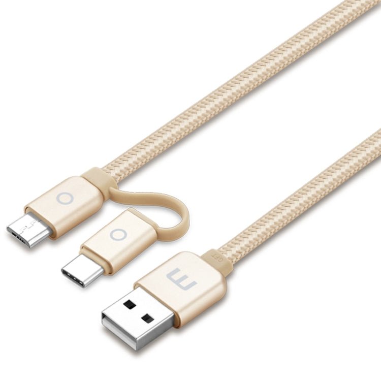 Meizu 1m 2 in 1 Noodle Weave Style Metal Head 5V 2.0A USB - C / Type - C + Micro USB to USB 2.0 Data Sync Charging Cable - ORIWHIZ