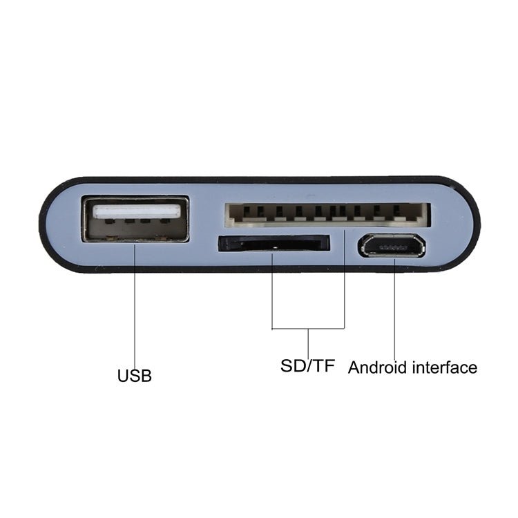 Micro SD + SD + USB 2.0 + Micro USB Port to Micro USB OTG Smart Card Reader Connection Kit with LED Indicator Light - ORIWHIZ