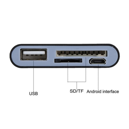 Micro SD + SD + USB 2.0 + Micro USB Port to Micro USB OTG Smart Card Reader Connection Kit with LED Indicator Light - ORIWHIZ