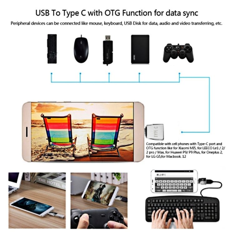 Micro USB Female to USB - C / Type - C Male + USB 2.0 Female to USB - C / Type - C Male Metal Adapter - ORIWHIZ