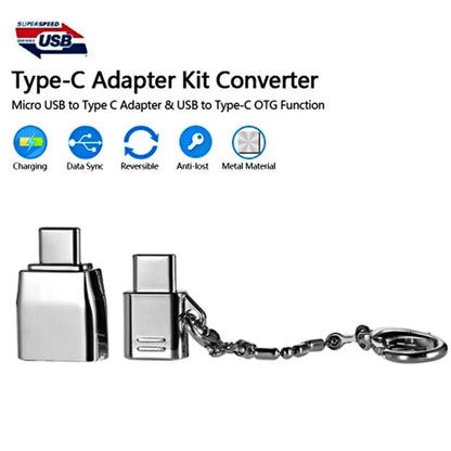 Micro USB Female to USB - C / Type - C Male + USB 2.0 Female to USB - C / Type - C Male Metal Adapter - ORIWHIZ
