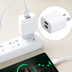 Mini Dual Port USB Charger with USB to Micro USB Data Cable, AU Plug, AU Plug + Micro USB Cable - ORIWHIZ