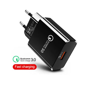 Mini QC3.0 USB 18W Mobile Phone Tablet Universal Fast Charger, EU Plug, EU Plug - ORIWHIZ