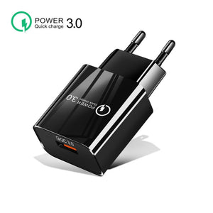 Mini QC3.0 USB 18W Mobile Phone Tablet Universal Fast Charger, EU Plug, EU Plug - ORIWHIZ