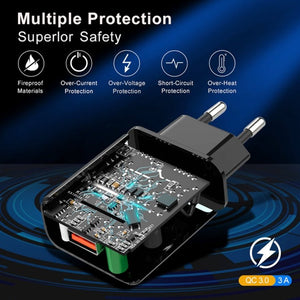 Mini QC3.0 USB 18W Mobile Phone Tablet Universal Fast Charger, US Plug, US Plug - ORIWHIZ