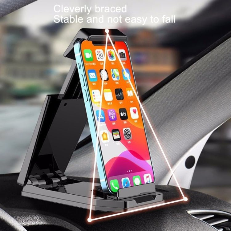 Mobile Phone Tablet Car Holder Suction Cup Instrument Fixed Bracket, Red Leather Pattern, Black Carbon Fiber - ORIWHIZ
