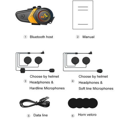 Motorcycle Helmet Call Music Navigation Bluetooth Headset, Red, Yellow, Green - ORIWHIZConsumer ElectronicsMotorcycle Walkie TalkieWalkie Talkie