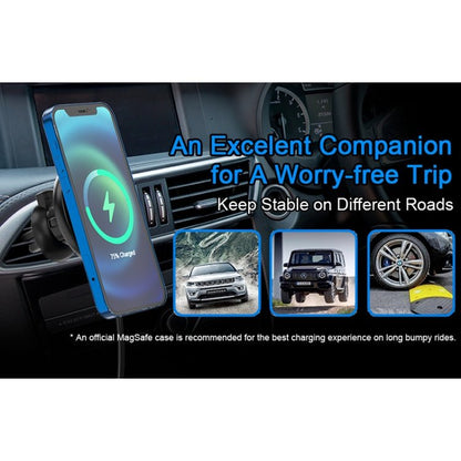 Mriowiz M - 2002W 15W 360 - degree Rotating MagSafe Magnetic Car Wireless Charger for iPhone 12 Series, with USB + USB - C / Type - C Data Cable, Cable Length: 1m, M - 2002W - ORIWHIZ