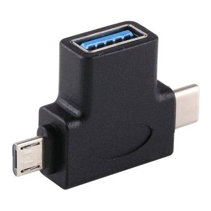 Multi - function USB 3.0 Female & USB - C / Type - C Male & Micro USB Male T - shape OTG Adapter - ORIWHIZ