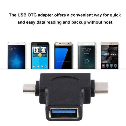Multi - function USB 3.0 Female & USB - C / Type - C Male & Micro USB Male T - shape OTG Adapter - ORIWHIZ