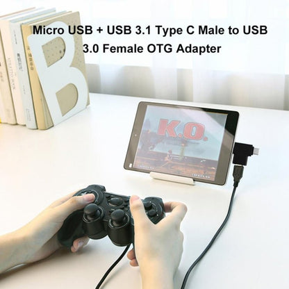 Multi - function USB 3.0 Female & USB - C / Type - C Male & Micro USB Male T - shape OTG Adapter - ORIWHIZ