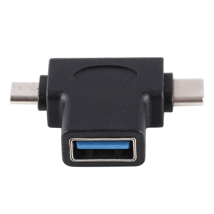 Multi - function USB 3.0 Female & USB - C / Type - C Male & Micro USB Male T - shape OTG Adapter - ORIWHIZ