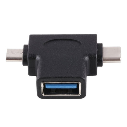 Multi - function USB 3.0 Female & USB - C / Type - C Male & Micro USB Male T - shape OTG Adapter - ORIWHIZ