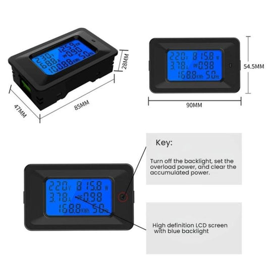 Multifunctional Electric Meter AC Digital Voltage Frequency Monitor, AC 20A 4400W, AC 100A 22000W With Transformer - ORIWHIZConsumer ElectronicsCurrent & Voltage TesterTest Equipment