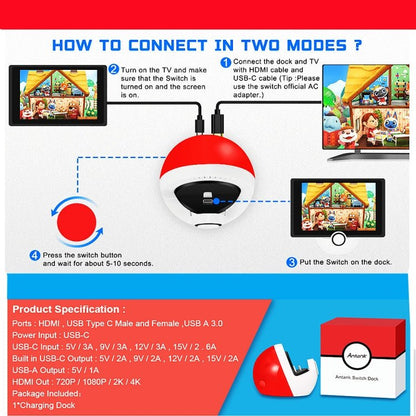 Multifunctional HDMI Charging Base Accessories For Nintendo Switch, Charging Base - ORIWHIZNintendo AccessoriesNintendo Accessories HolderToys & Hobbies