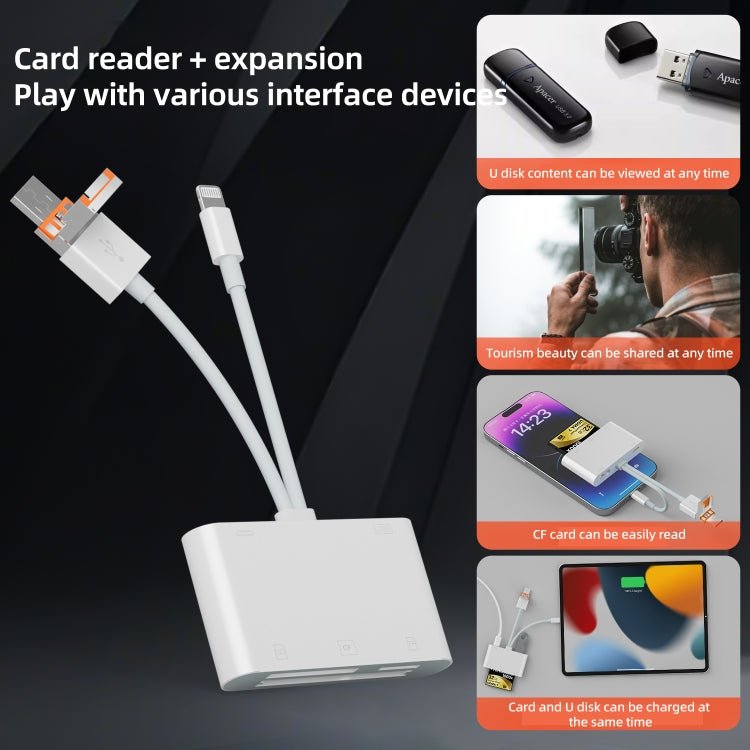 NK - 1011TL Pro USB - C / Type - C, 8 Pin, USB to USB - C / Type - C, USB, CF, TF, SD Card Slot Card Reader Adapter, NK - 1011TL Pro - ORIWHIZ